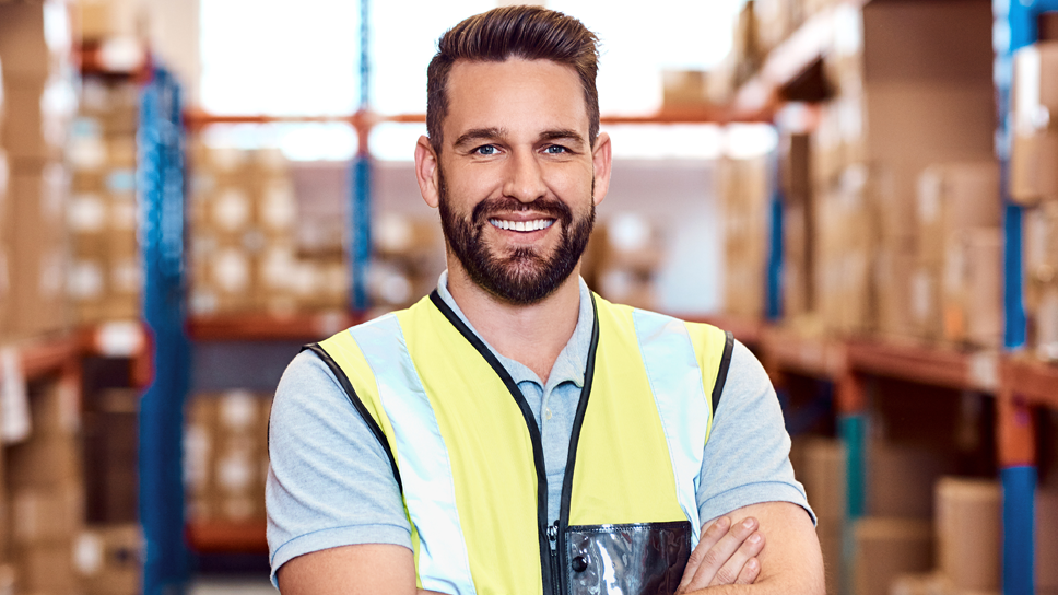 Moving and storage warehouse worker