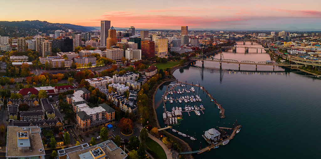 Portland downtown aerial view