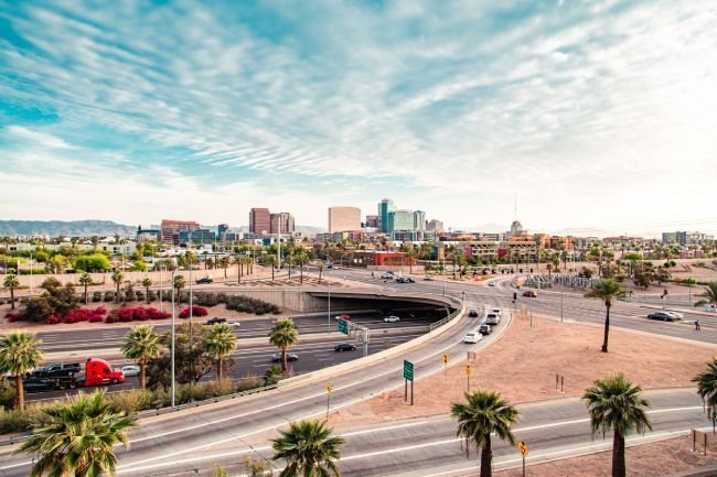 Downtown Phoenix, Arizona and Highway