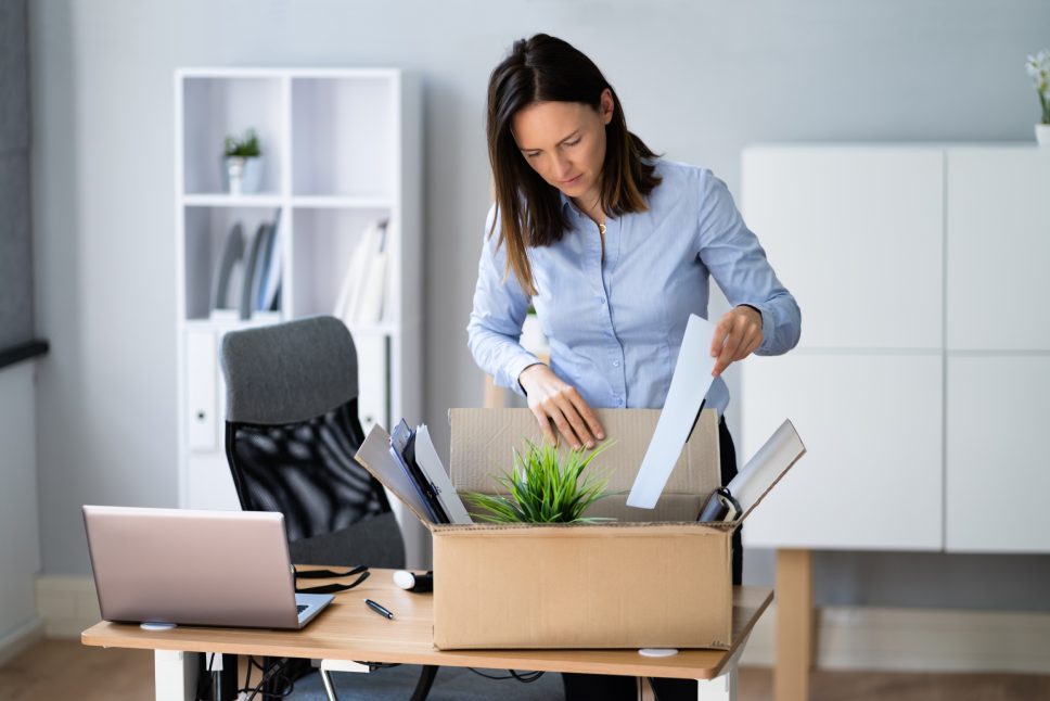 Resign From Job Or Fired Employee Moving Out Of Office