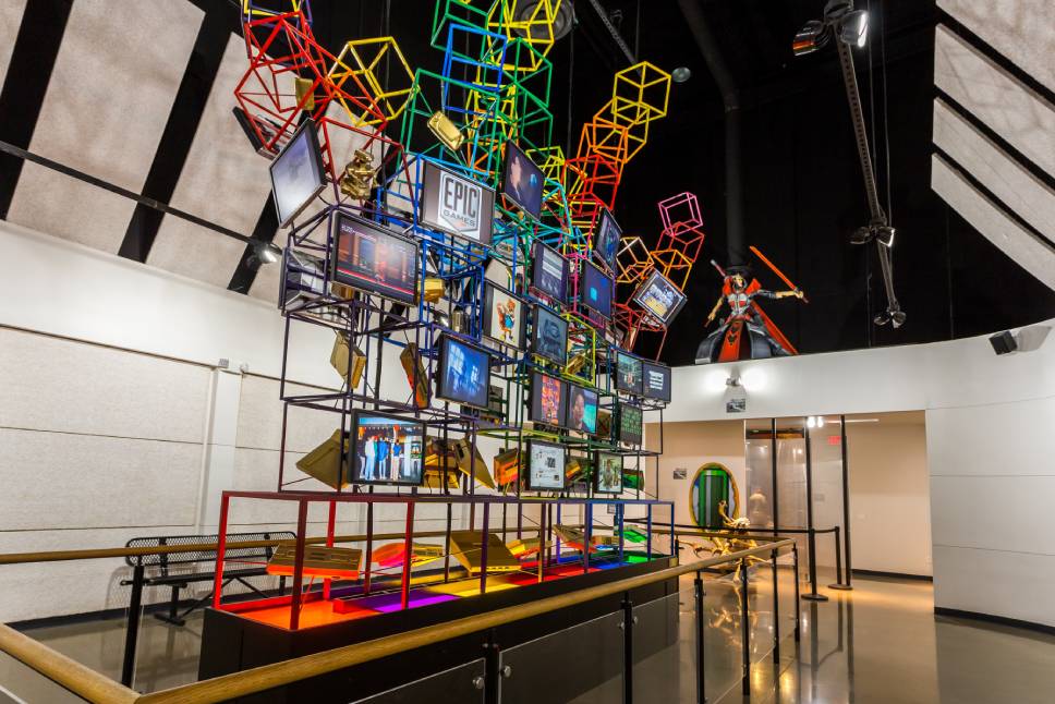 Frisco, Texas, USA - April 9th, 2022: Colorful construction in the National Videogame Museum