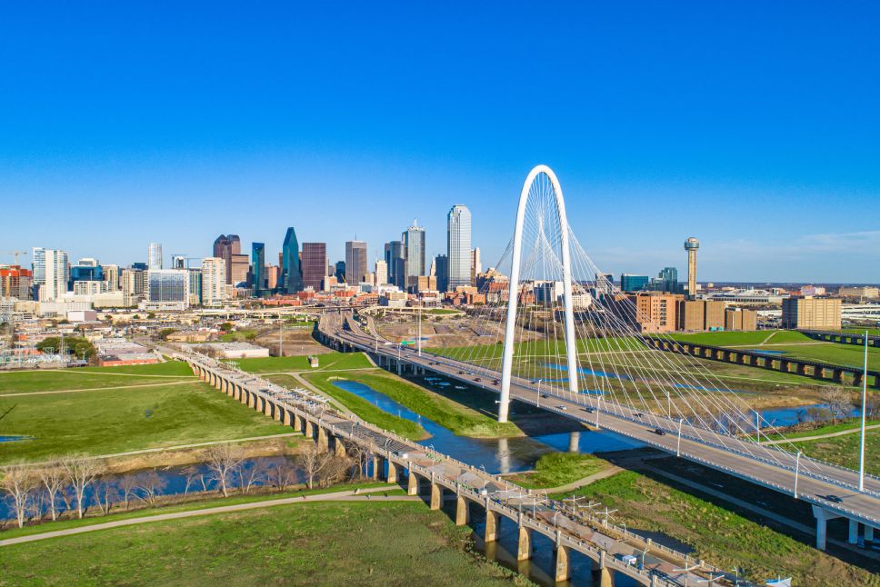 Dallas, Texas, USA Drone Skyline Aerial.