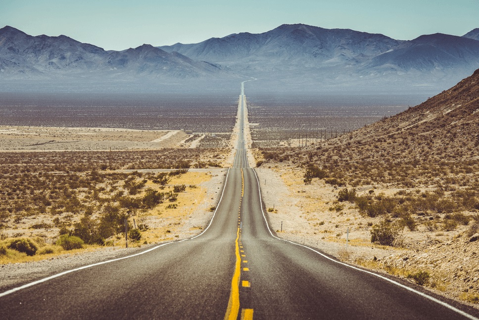 a barren highway in the dessert