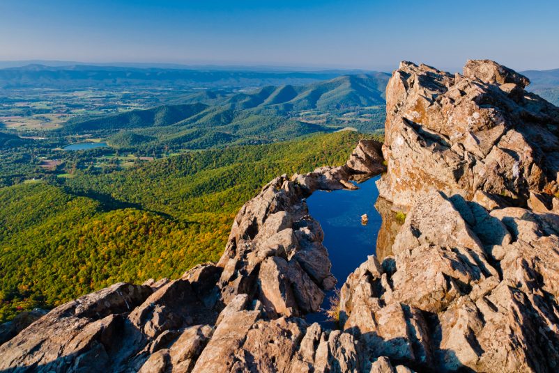 View of the Shenandoah Valley and Blue Ridge Mountains from Little Stony Man Cliffs, Shenandoah National Park, Virginia