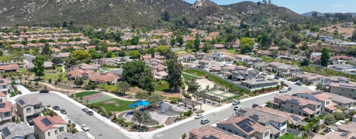 Aerial view of middle class community big houses, Escondido, South California, USA.
