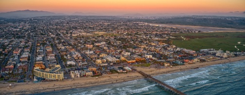 Aerial View of Imperial Beach, California with Tijuana, Mexico in the Distance