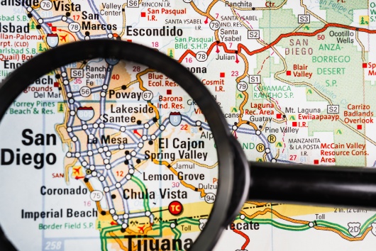 San Diego in a USA Map