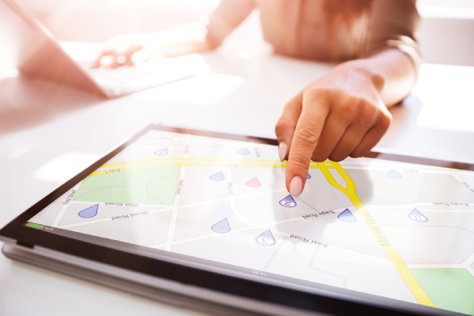 Checking Online GPS Location Map On Tablet