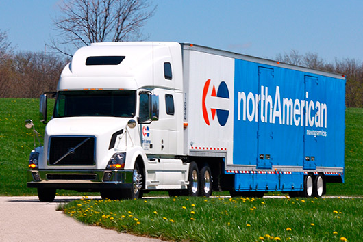 Oakley / North American truck moving on the road