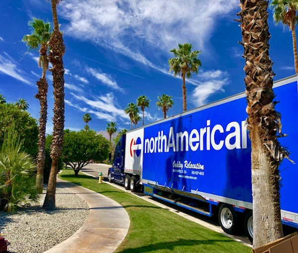 moving Truck by Oakley Relocation at green USA neighborhood in California