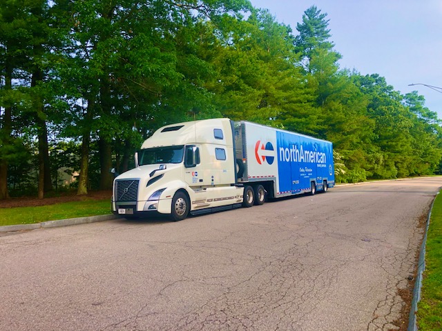 moving Truck by Oakley Relocation at green USA neighborhood in California