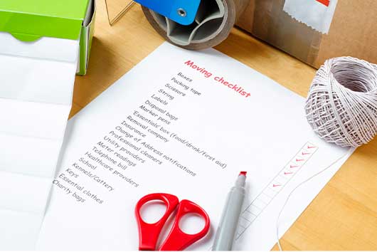 A checklist of delivery items for a customer, featuring "The Lazy Man's Guide to Relocating to Temecula, CA."