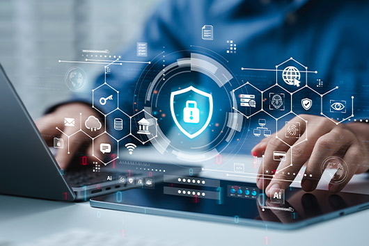 Image illustrating strategies to safeguard businesses against cyber attacks in the context of a San Diego government office move.