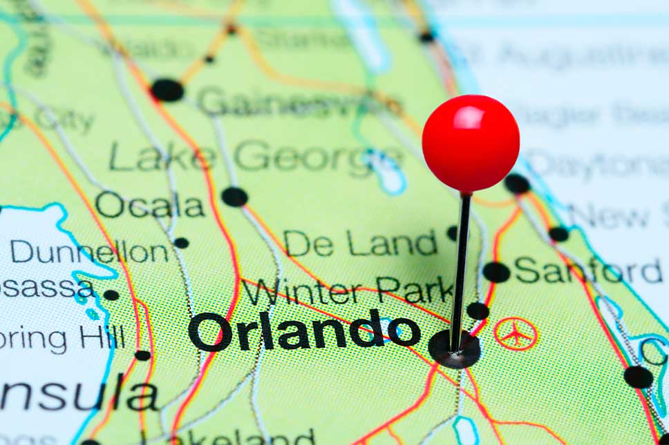 Detailed map of Orlando, Florida, useful for planning a move from San Diego to this new city.